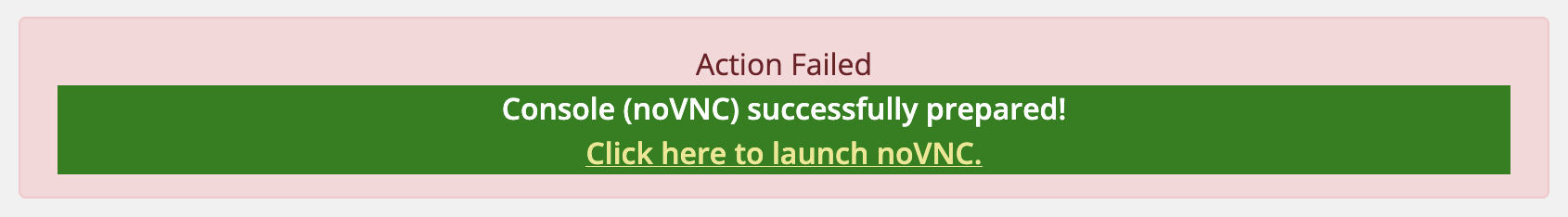 Client Area is ready for you to click into noVNC terminal console